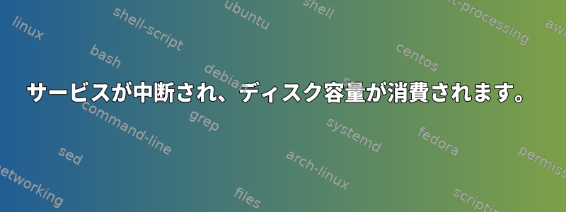 サービスが中断され、ディスク容量が消費されます。