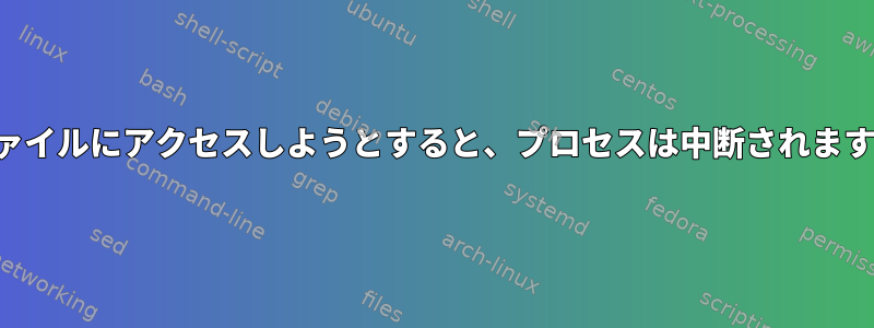 ファイルにアクセスしようとすると、プロセスは中断されます。