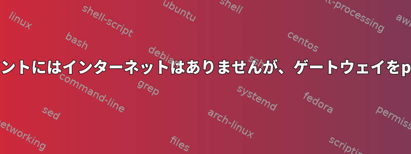 DHCPクライアントにはインターネットはありませんが、ゲートウェイをpingできます。