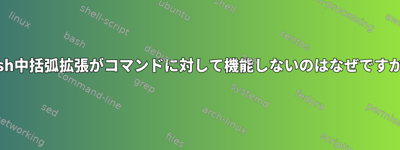 bash中括弧拡張がコマンドに対して機能しないのはなぜですか？