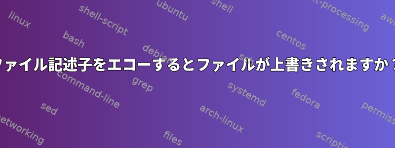 ファイル記述子をエコーするとファイルが上書きされますか？