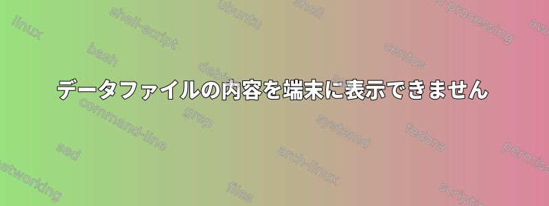 データファイルの内容を端末に表示できません