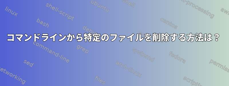 コマンドラインから特定のファイルを削除する方法は？