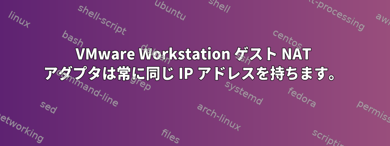 VMware Workstation ゲスト NAT アダプタは常に同じ IP アドレスを持ちます。