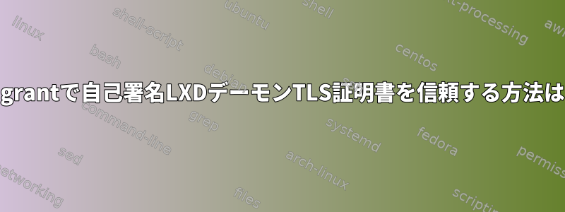 Vagrantで自己署名LXDデーモンTLS証明書を信頼する方法は？