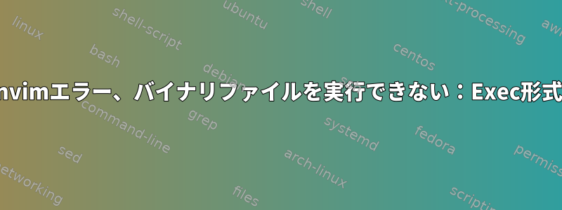 最新のnvimエラー、バイナリファイルを実行できない：Exec形式エラー