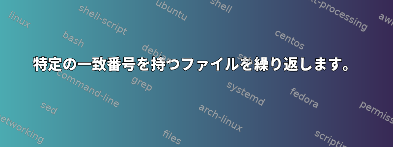 特定の一致番号を持つファイルを繰り返します。