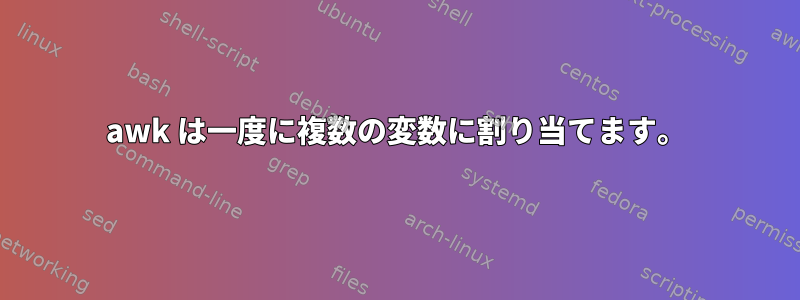 awk は一度に複数の変数に割り当てます。