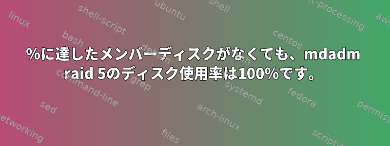 100％に達したメンバーディスクがなくても、mdadm raid 5のディスク使用率は100％です。