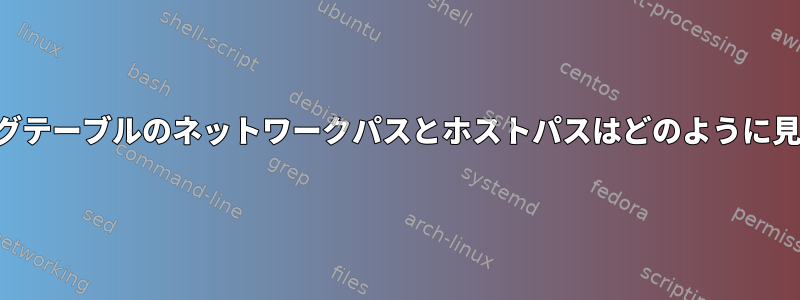 ルーティングテーブルのネットワークパスとホストパスはどのように見えますか？