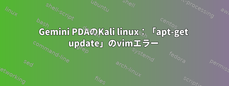 Gemini PDAのKali linux：「apt-get update」のvimエラー