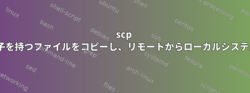 scp --parentsを介して特定の拡張子を持つファイルをコピーし、リモートからローカルシステムへのパスを保存する方法は？