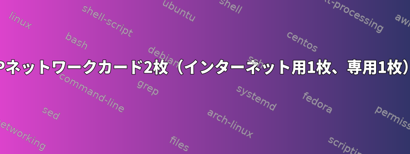 固定IPネットワークカード2枚（インターネット用1枚、専用1枚）構成