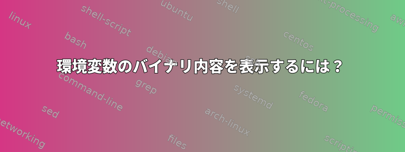 環境変数のバイナリ内容を表示するには？