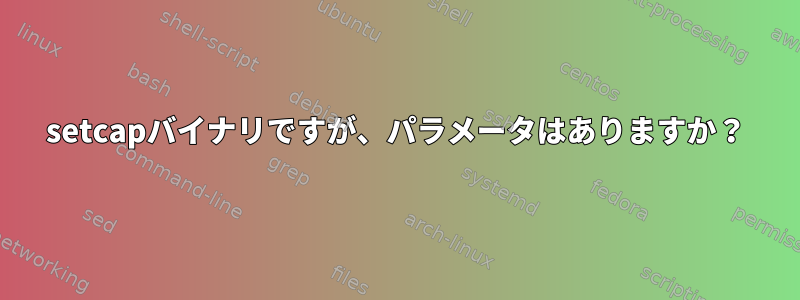 setcapバイナリですが、パラメータはありますか？