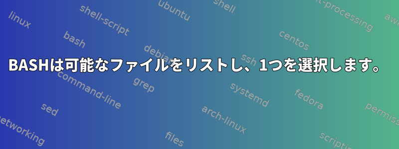 BASHは可能なファイルをリストし、1つを選択します。