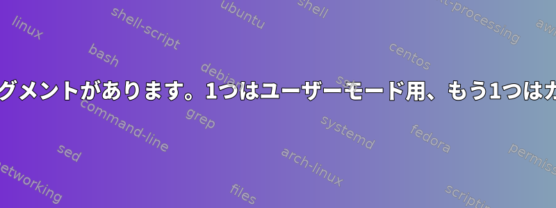 Linuxには2つのデータセグメントがあります。1つはユーザーモード用、もう1つはカーネルモード用ですか？