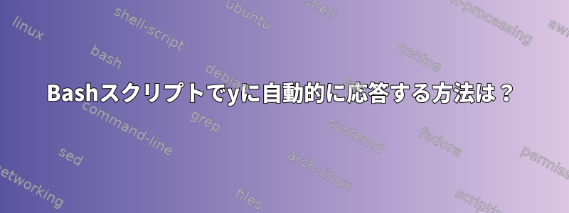 Bashスクリプトでyに自動的に応答する方法は？