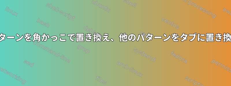 複数のパターンを角かっこで置き換え、他のパターンをタブに置き換えます。