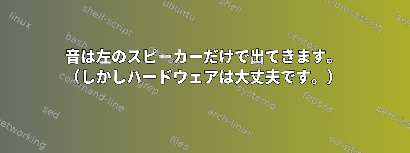 音は左のスピーカーだけで出てきます。 （しかしハードウェアは大丈夫​​です。）