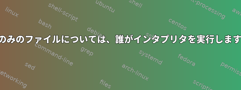 実行のみのファイルについては、誰がインタプリタを実行しますか？