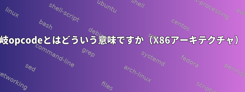 分岐opcodeとはどういう意味ですか（X86アーキテクチャ）？