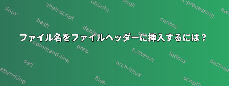 ファイル名をファイルヘッダーに挿入するには？