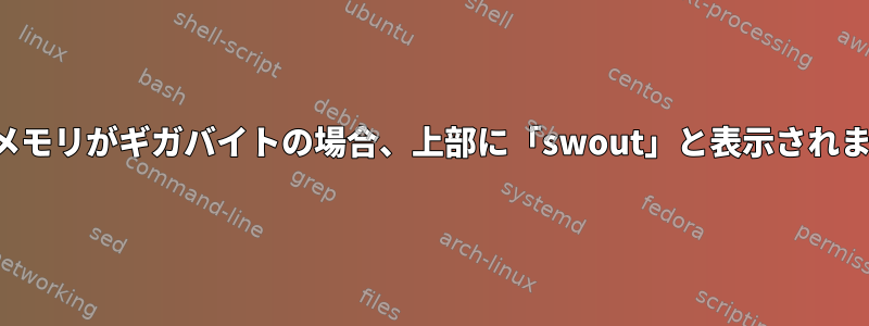 使用可能なメモリがギガバイトの場合、上部に「swout」と表示されます。なぜ？