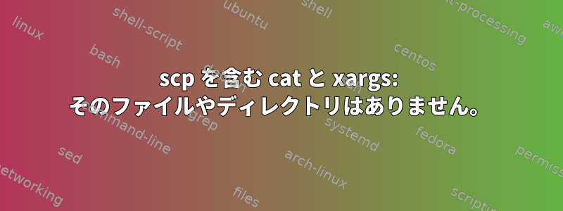 scp を含む cat と xargs: そのファイルやディレクトリはありません。