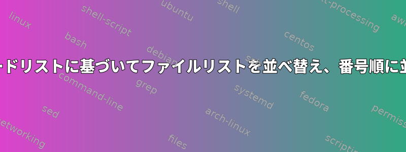 キーワードリストに基づいてファイルリストを並べ替え、番号順に並べ替え