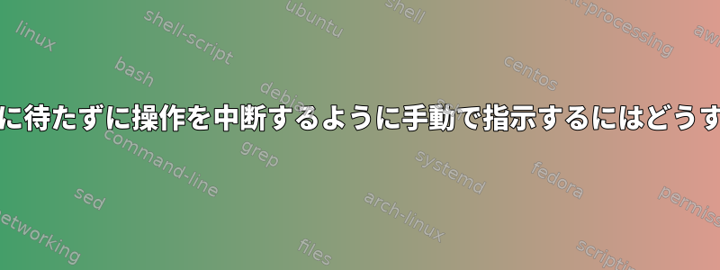 起動中にsystemdに待たずに操作を中断するように手動で指示するにはどうすればよいですか？