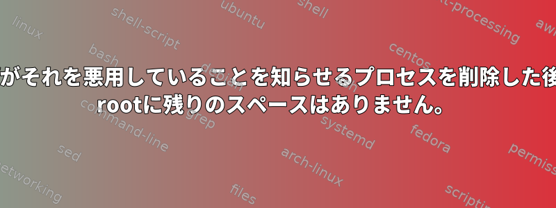 lsofがそれを悪用していることを知らせるプロセスを削除した後、/ rootに残りのスペースはありません。