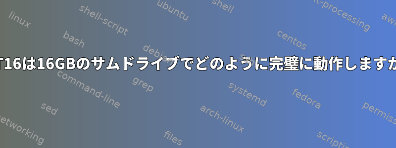 FAT16は16GBのサムドライブでどのように完璧に動作しますか？