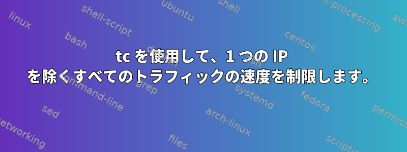 tc を使用して、1 つの IP を除くすべてのトラフィックの速度を制限します。