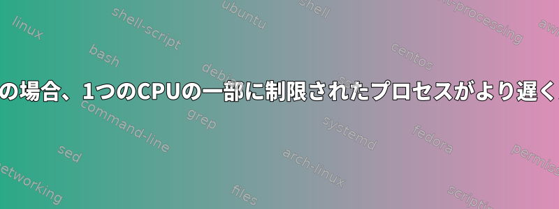 CPUが部分的にアイドル状態の場合、1つのCPUの一部に制限されたプロセスがより遅く実行されるのはなぜですか？