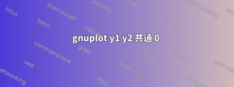 gnuplot y1 y2 共通 0