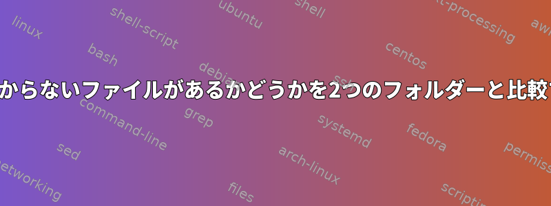 見つからないファイルがあるかどうかを2つのフォルダーと比較する