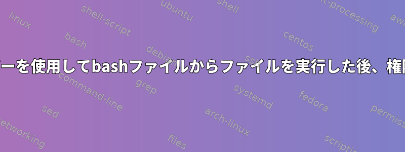 Ubuntuでrootユーザーを使用してbashファイルからファイルを実行した後、権限が拒否されました。