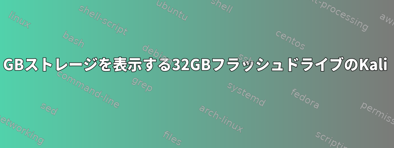 67GBストレージを表示する32GBフラッシュドライブのKali