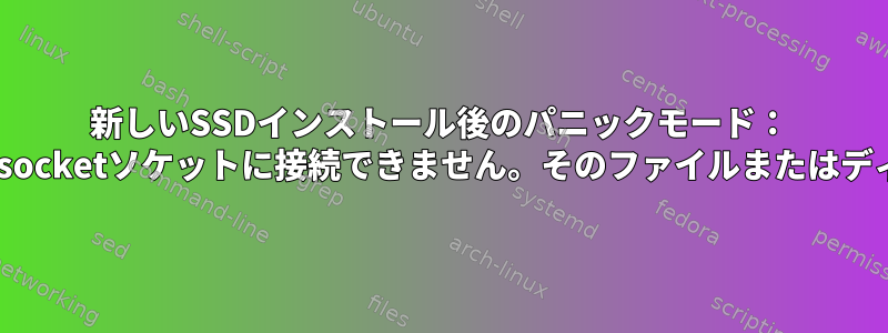 新しいSSDインストール後のパニックモード： "/run/dbus/system_bus_socketソケットに接続できません。そのファイルまたはディレクトリがありません..."