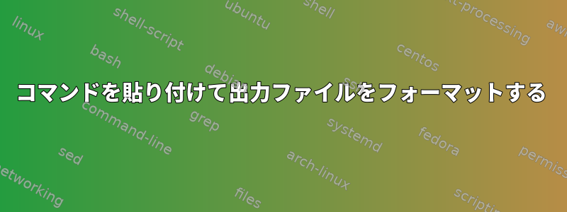 コマンドを貼り付けて出力ファイルをフォーマットする