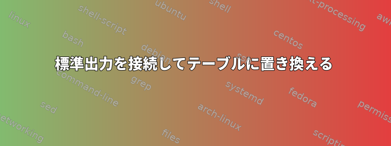 標準出力を接続してテーブルに置き換える