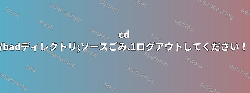 cd /badディレクトリ;ソースごみ.1ログアウトしてください！