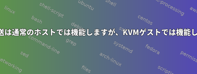 ポート転送は通常のホストでは機能しますが、KVMゲストでは機能しません。