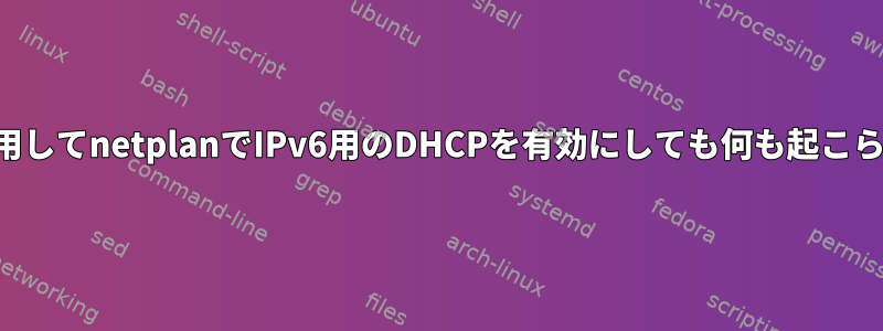 networkdを使用してnetplanでIPv6用のDHCPを有効にしても何も起こらないようです。