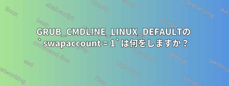 GRUB_CMDLINE_LINUX_DEFAULTの `swapaccount = 1`は何をしますか？