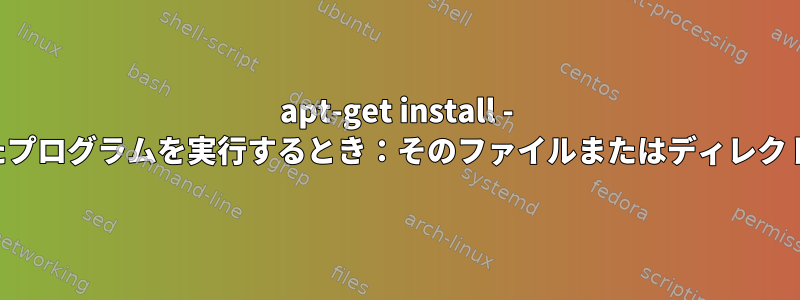 apt-get install - インストールされたプログラムを実行するとき：そのファイルまたはディレクトリはありません。