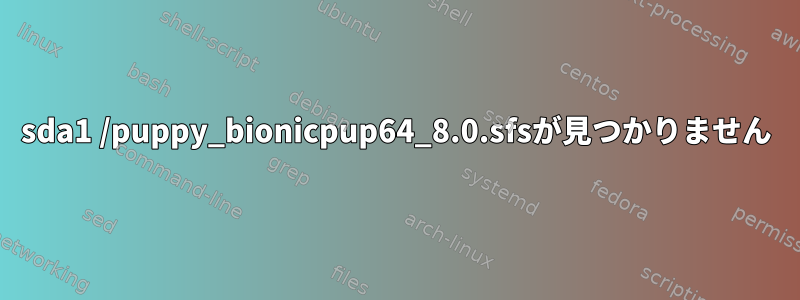 sda1 /puppy_bionicpup64_8.0.sfsが見つかりません