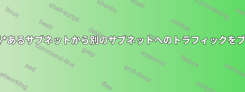 ある場所を*除外*あるサブネットから別のサブネットへのトラフィックをブロックする方法