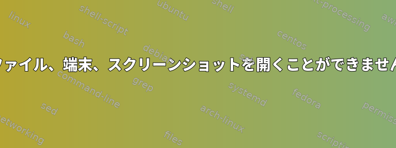 ファイル、端末、スクリーンショットを開くことができません